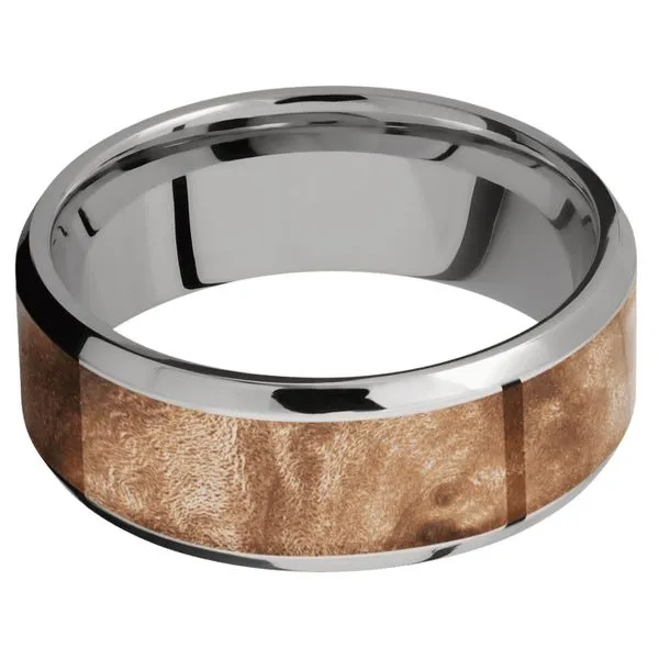 Titanium Wedding Band with Maple Burl Inlay