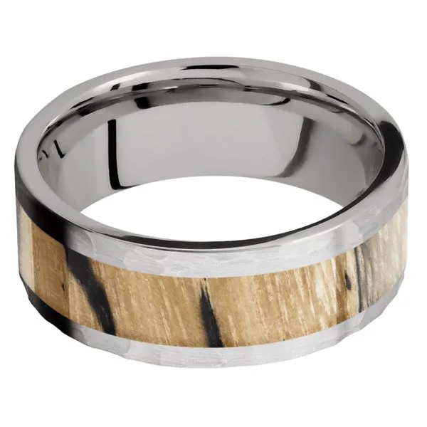 Titanium Wedding Band with Spalted Tamarind Wood Inlay