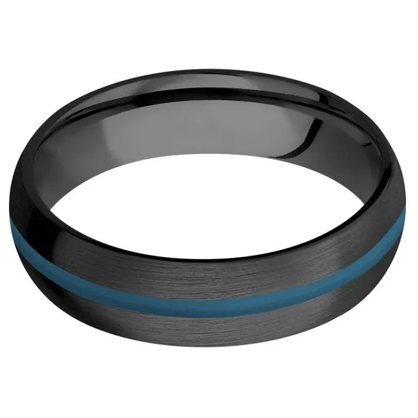 Black Zirconium Wedding Band with Cerakote Inlay Image 2 Miner's Den Jewelers Royal Oak, MI