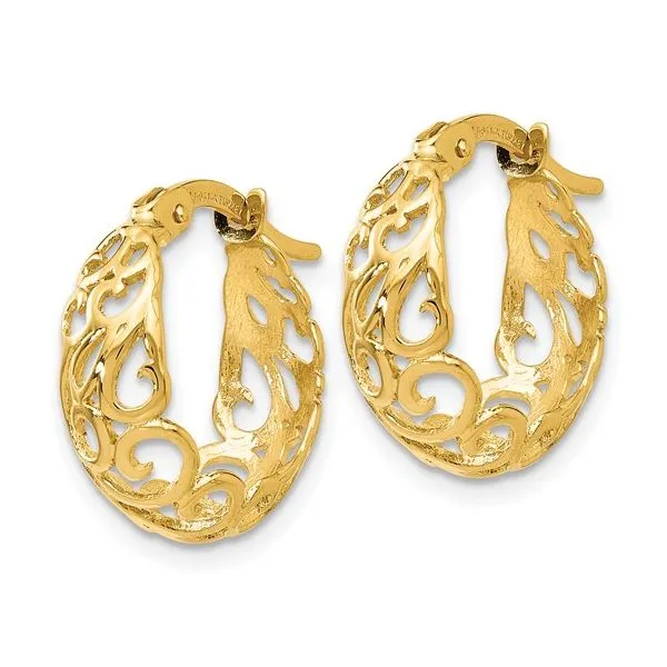 Gold Filigree Hoop Earrings Image 2 Miner's Den Jewelers Royal Oak, MI