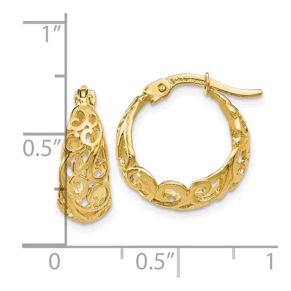 Gold Filigree Hoop Earrings Image 4 Miner's Den Jewelers Royal Oak, MI