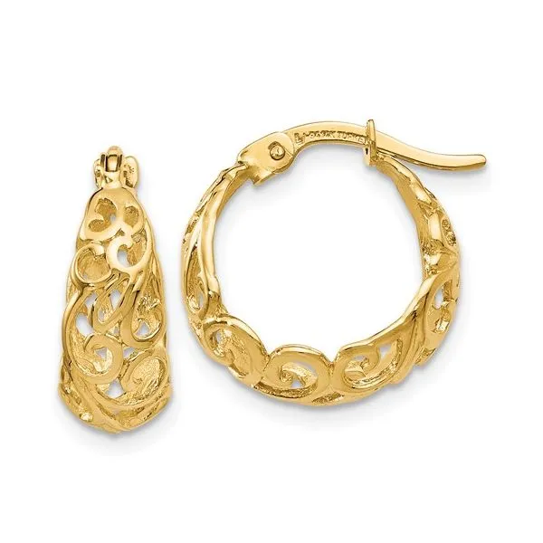 Gold Filigree Hoop Earrings Miner's Den Jewelers Royal Oak, MI