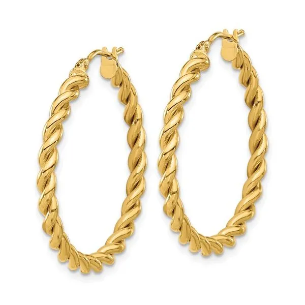 Gold Twist Hoop Earrings Image 2 Miner's Den Jewelers Royal Oak, MI