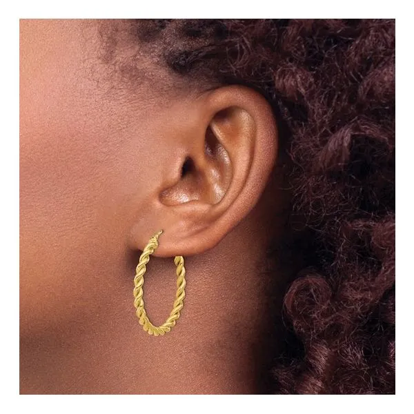 Gold Twist Hoop Earrings Image 3 Miner's Den Jewelers Royal Oak, MI
