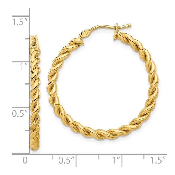 Gold Twist Hoop Earrings Image 4 Miner's Den Jewelers Royal Oak, MI