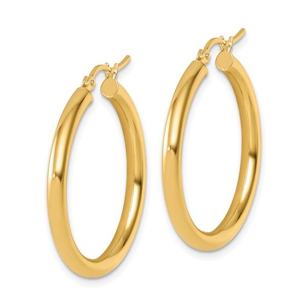 3x30mm Gold Hoop Earrings Image 2 Miner's Den Jewelers Royal Oak, MI