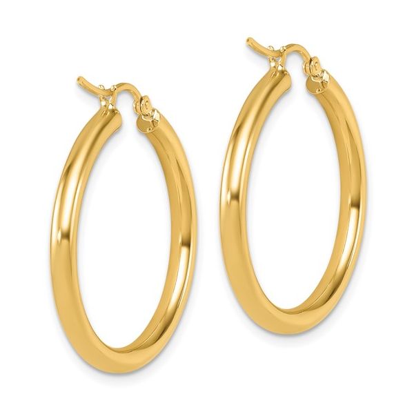3x30mm Gold Hoop Earrings Image 3 Miner's Den Jewelers Royal Oak, MI