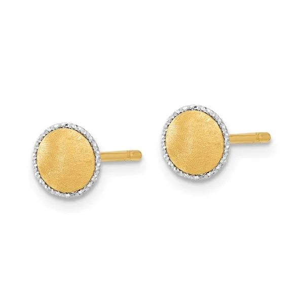 Two-Tone Brushed Earrings Image 2 Miner's Den Jewelers Royal Oak, MI