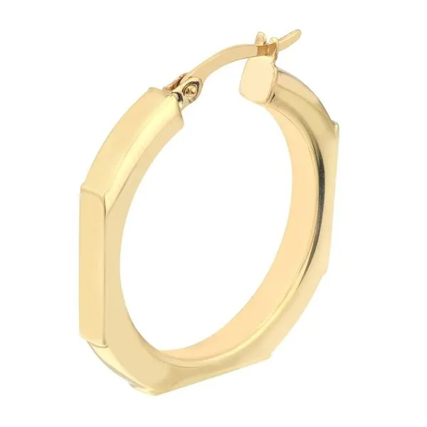 Octagon Frame Round Hoop Earrings Image 3 Miner's Den Jewelers Royal Oak, MI