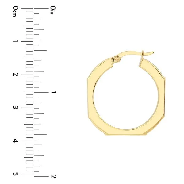 Octagon Frame Round Hoop Earrings Image 4 Miner's Den Jewelers Royal Oak, MI