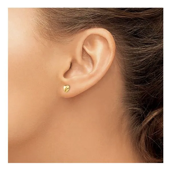 14K Polished Heart Post Stud Earrings Image 2 Miner's Den Jewelers Royal Oak, MI
