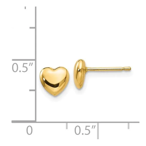14K Polished Heart Post Stud Earrings Image 3 Miner's Den Jewelers Royal Oak, MI