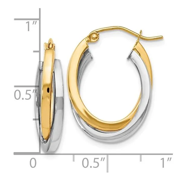 Two-Tone Crossover Hoop Earrings
