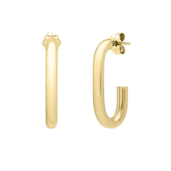 Yellow Gold Paper Clip Hoop Earrings