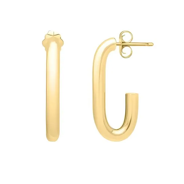 Yellow Gold Paper Clip Hoop Earrings