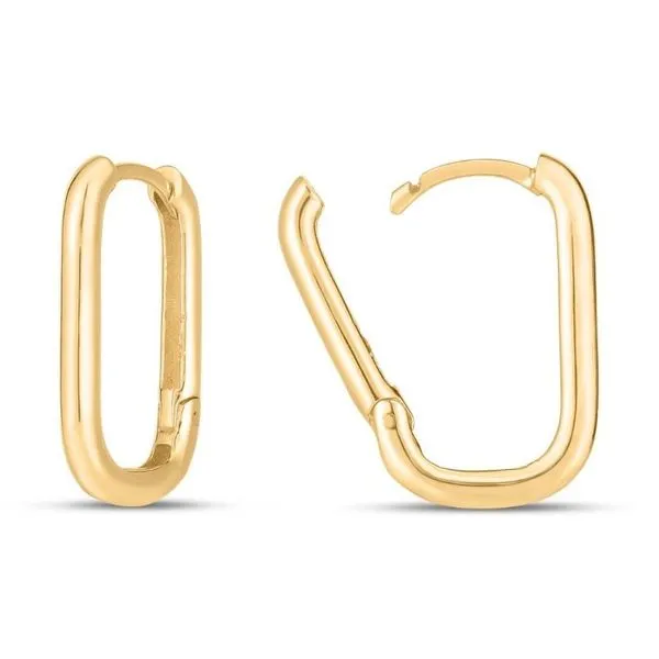 Yellow Gold Large Paperclip Huggie Hoops Image 2 Miner's Den Jewelers Royal Oak, MI