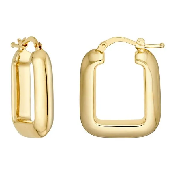 Puffy Square Shape Hoop Earrings Miner's Den Jewelers Royal Oak, MI