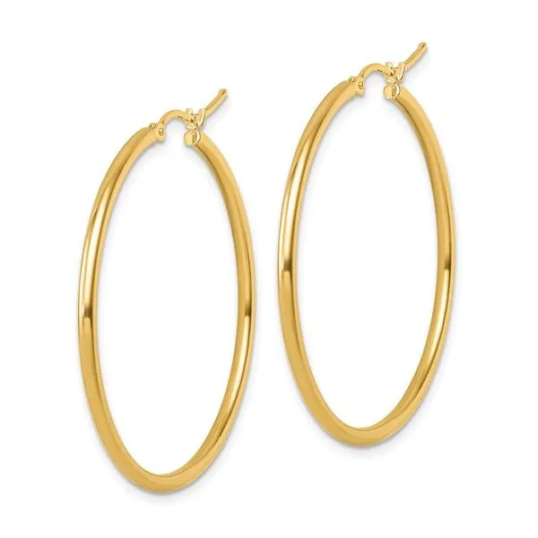 2x40mm Polished Gold Hoop Earrings Image 2 Miner's Den Jewelers Royal Oak, MI