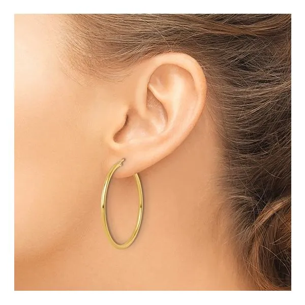 2x40mm Polished Gold Hoop Earrings Image 4 Miner's Den Jewelers Royal Oak, MI