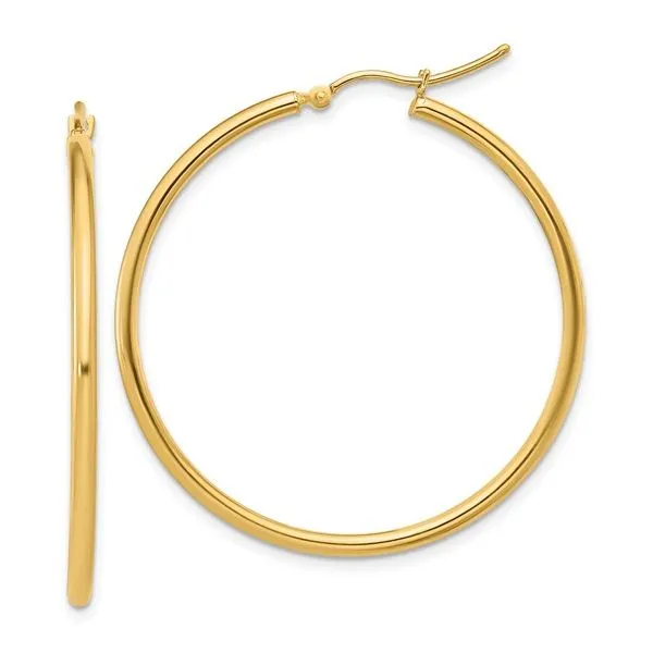 2x40mm Polished Gold Hoop Earrings Miner's Den Jewelers Royal Oak, MI