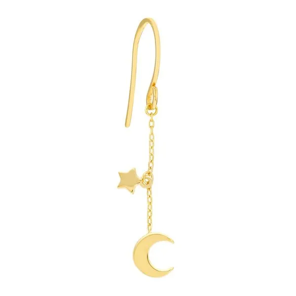 Crescent Moon and Star Drop Earrings