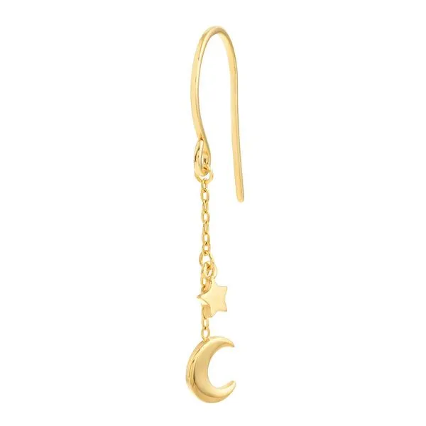 Crescent Moon and Star Drop Earrings