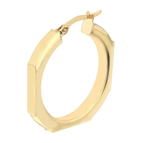Octagon Frame Round Hoop Earrings Image 3 Miner's Den Jewelers Royal Oak, MI