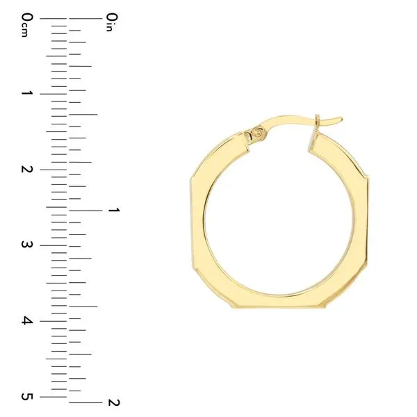 Octagon Frame Round Hoop Earrings Image 4 Miner's Den Jewelers Royal Oak, MI