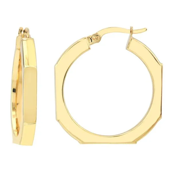 Octagon Frame Round Hoop Earrings Miner's Den Jewelers Royal Oak, MI
