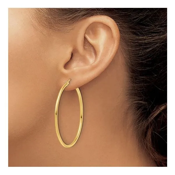 2x45mm Gold Hoop Earrings