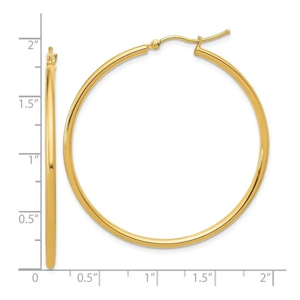 2x45mm Gold Hoop Earrings