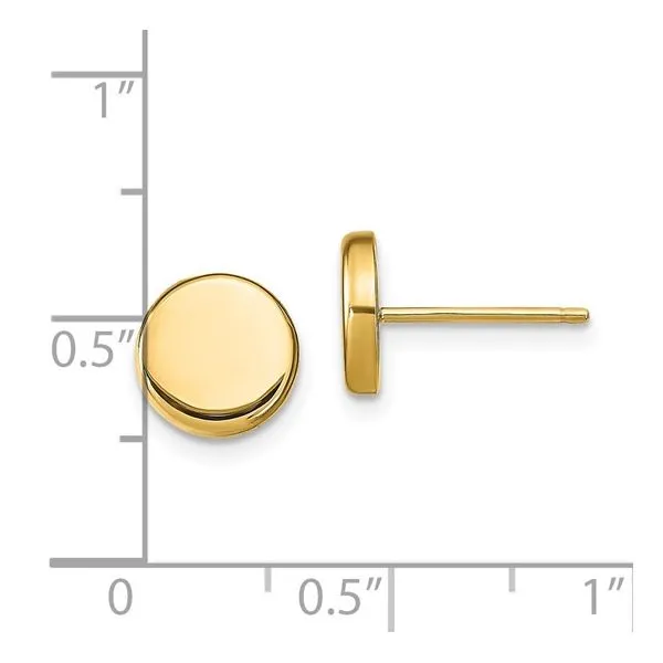 14k Polished Button Post Earrings 6.6mm Image 4 Miner's Den Jewelers Royal Oak, MI