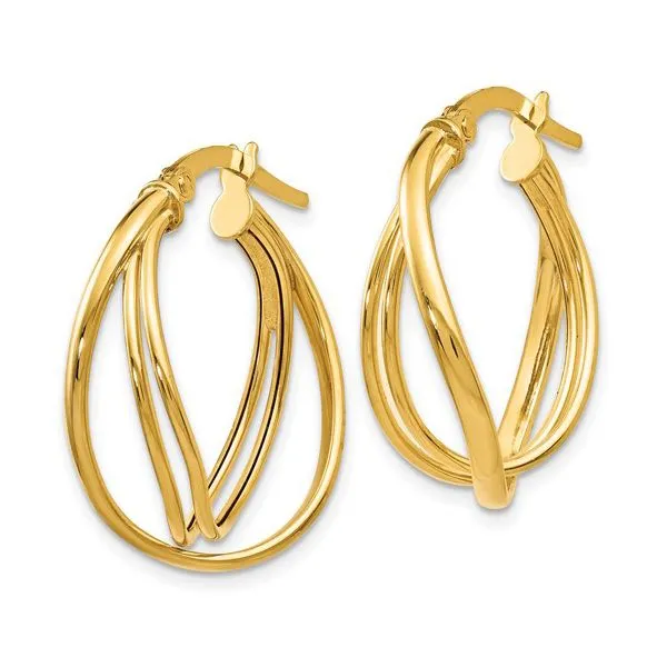 Polished Twist Hoop Earrings Image 2 Miner's Den Jewelers Royal Oak, MI