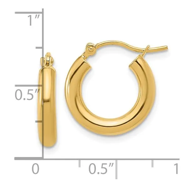 15mm Gold Hoop Earrings Image 3 Miner's Den Jewelers Royal Oak, MI