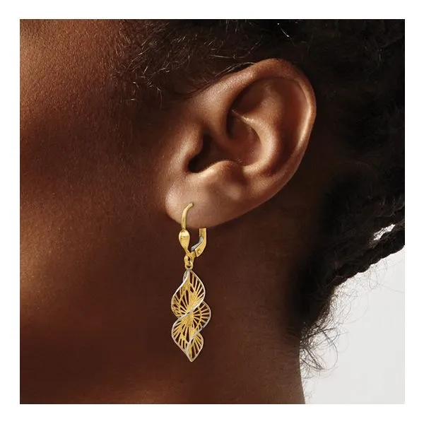 Two-Tone Gold Dangle Earrings Image 3 Miner's Den Jewelers Royal Oak, MI