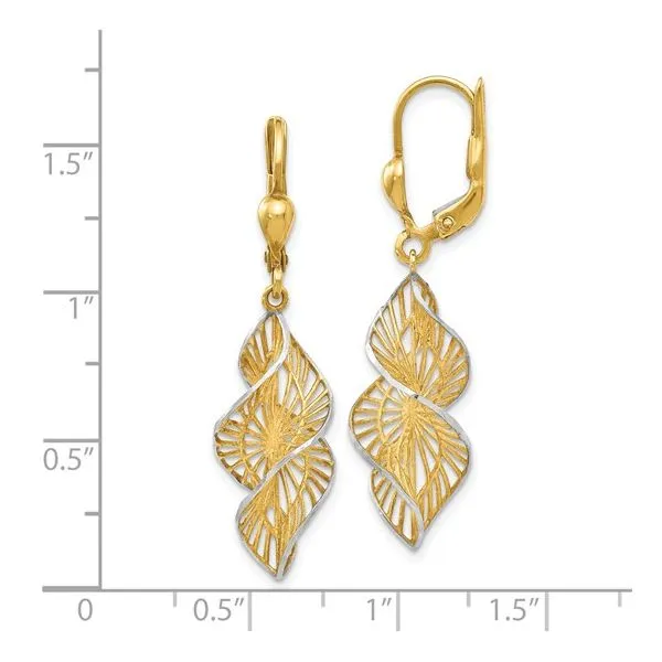 Two-Tone Gold Dangle Earrings Image 4 Miner's Den Jewelers Royal Oak, MI