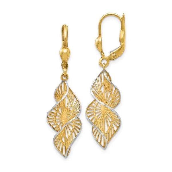 Two-Tone Gold Dangle Earrings Miner's Den Jewelers Royal Oak, MI