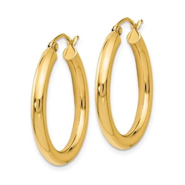 3x25mm Gold Hoop Earrings Image 2 Miner's Den Jewelers Royal Oak, MI