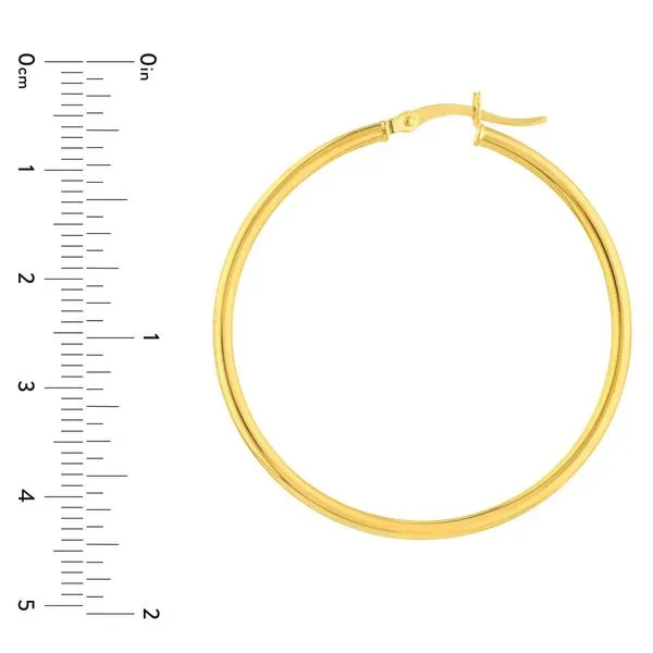 2mm x 40mm Polished Hoop Earrings Image 3 Miner's Den Jewelers Royal Oak, MI