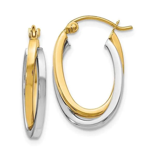 Two-tone Polished Oval Hoop Earrings Miner's Den Jewelers Royal Oak, MI