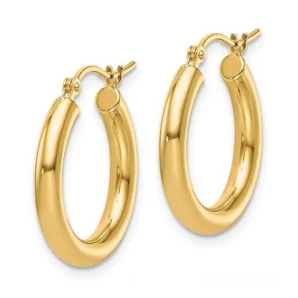 14K 3x20mm Hoop Earrings