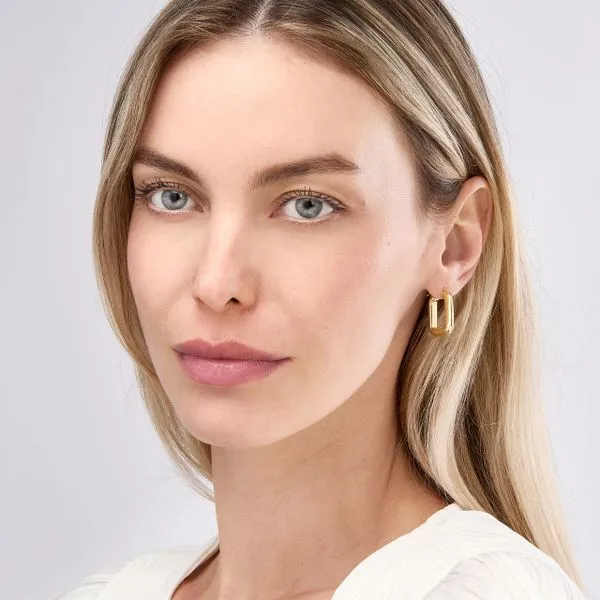Puffy Square Shape Hoop Earrings