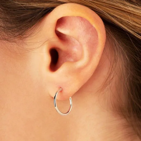 Medium Hoop Earrings 15mm Image 2 Miner's Den Jewelers Royal Oak, MI