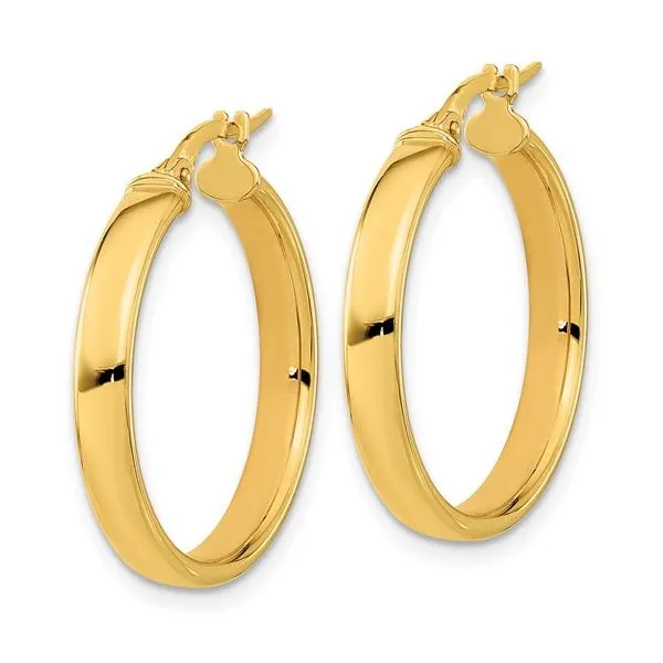 Yellow Gold Hoop Earrings 4x24mm Image 2 Miner's Den Jewelers Royal Oak, MI
