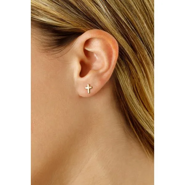 Yellow Gold Cross Earrings Image 2 Miner's Den Jewelers Royal Oak, MI