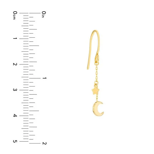 Crescent Moon and Star Drop Earrings Image 4 Miner's Den Jewelers Royal Oak, MI
