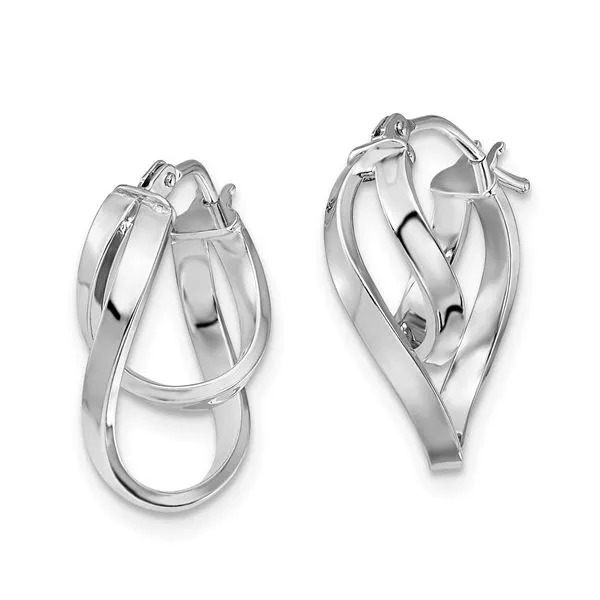 White Gold Polished Hinged Hoop Earrings Image 2 Miner's Den Jewelers Royal Oak, MI