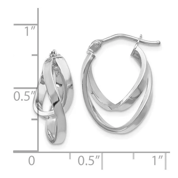 White Gold Polished Hinged Hoop Earrings Image 3 Miner's Den Jewelers Royal Oak, MI