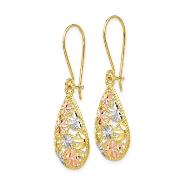 Tri-Tone Dangle Earrings Image 2 Miner's Den Jewelers Royal Oak, MI