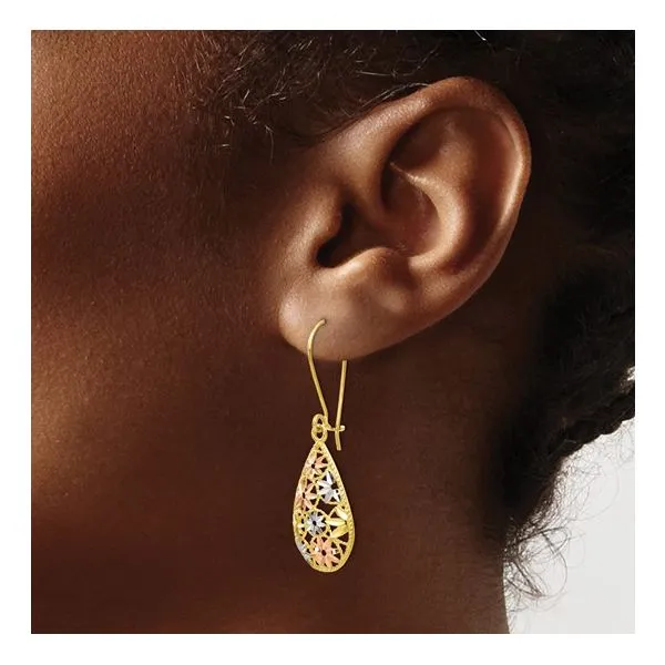 Tri-Tone Dangle Earrings Image 3 Miner's Den Jewelers Royal Oak, MI